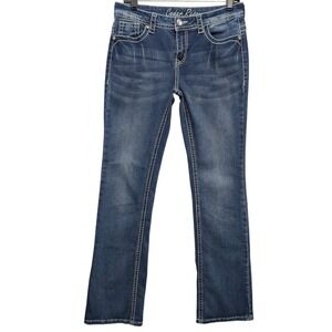 Cedar Rose Bootcut Jeans Womens 28 Blue Medium Wash Cross Embellished